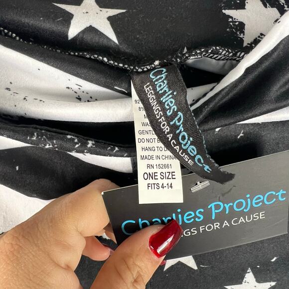 Charlie’s Project Leggings Thin Blue Line Police Flag Womens OS One Size - Picture 8 of 8